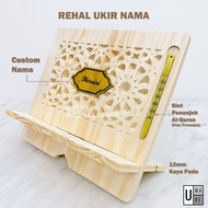 UMAKE Rehal Kayu ukir nama Wood Book Stand Custom Name Rehal Ukir Nama Rehal Al-Quran Rehal Meja