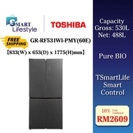 【FREE SHIPPING】Toshiba Multi Door 530L Refrigerator/Fridge GR-RF531WI-PMY(60E)