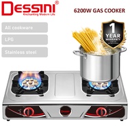 DESSINI ITALY Auto Ignition Gas Cooker Propane LPG Hob 2 Burner Cooktop Tabletop Stainless Steel Sto