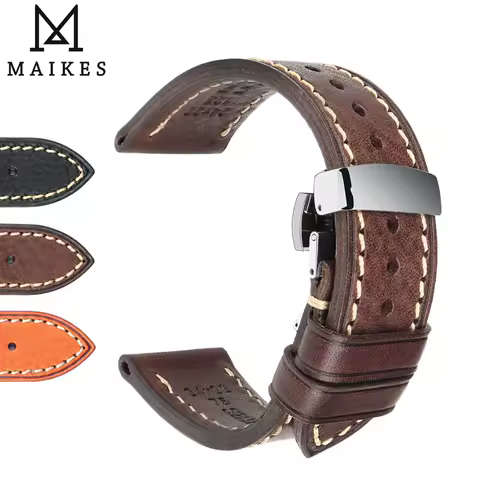 Luxury Handmade Watch Band Genuine Cow Leather Watch Strap With Butterfly Buckle Bracelet For Hamilt