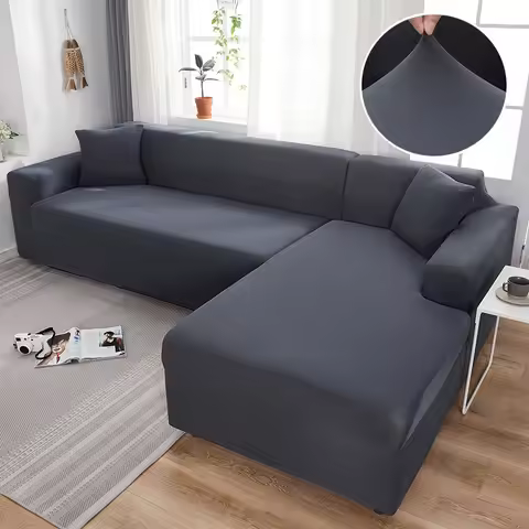 Grey Color Sofa Cover Stretch Elastic Sofa Covers for Living Room Copridivano Couch Covers Sectional