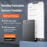 ChatGPT-4 AI Voice Recorder Noise Cancelling Chip Real-Time Transcription Tool BT Connection AI Note