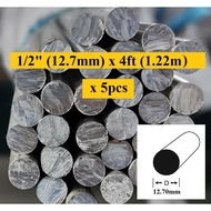 5 PCS ALUMINIUM ROD 1/2" (12.70MM) X 4FT (1.22M)