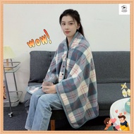 Wearable Plaid Fleece Blanket With Button Warm Throw Blanket Office Shawl Wearable Nap Air Condition