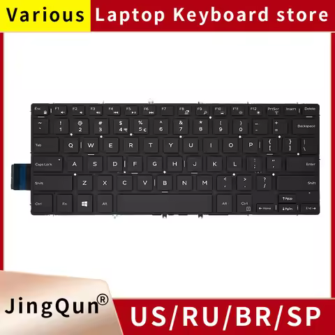 US Russian BR SP Replacement Laptop Keyboard with Backlight For Dell Vostro 14 5468 5471 Latitude 33