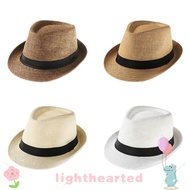 LIGHTHEARTED Straw Panama Cap Summer Gangster Cap Beach Jazz Dress Hat