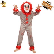 Halloween Children Demon Clown Cosplay Costume Killer Clown Stage Performance Costume Boy Clown Cost