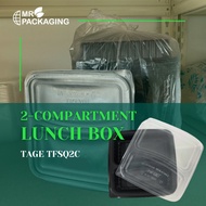 Disposable Plastic 2 compartment PP Lunch Box with Lid/ Bekas Makanan Plastik Dua Ruangan/ 一次性塑料打包盒