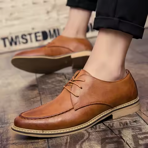 Autumn business casual leather Derby shoes soft soled British formal dress pointed wedding groom lea