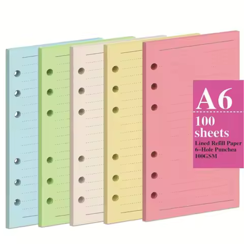 100 Sheet A5 A6 Loose-leaf Colorful Replacement 100G Daolin Paper Refill Inner Page Line Inner Page 