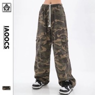 ins Plus size Retro hiphop camo cargo pants for women girls Korean style Straight leg casual pants