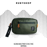 HIJAU Rubyshop.id- DIRGA 3 in 1 Handlebar Bag - Waterproof army Green Bicycle Handlebar Bag