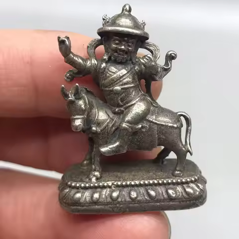 Tibetan Buddhism Antique Solid Bronze Protector Deity Bronze Buddha Statue Ornament Nice Art Work