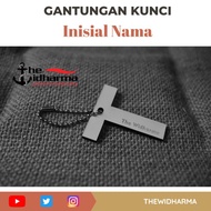 GANTUNGAN Keychain Engraved Initial Letter NameTAG