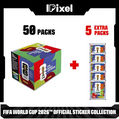 Panini 2026 World Cup Official Stickers 50-Pack Box, Soccer Fan Collectible Trading Cards Stickers