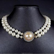 珍珠林~特價出清.10MM+8MM琉璃珍珠項鍊~特別珠與珠間純手工打結#690