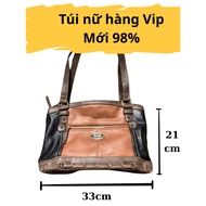 Luxury VIP women's handbag in soft leather in 2 luxurious dark brown tones - Item like new 98%, size