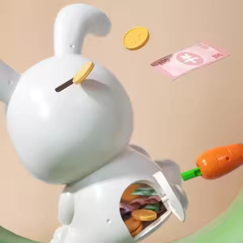 C5AC Rabbit Piggy Rabbit Holding Carrot Money Saving Container