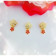 JR Trends Gold Plated Red Flower Dangle Charm, Bracelet Charm, Flower Beads, Crystal Beads Charm, Ch