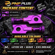 PNP PLUS CNC Chain Adjuster for LC135 V8 Wave EX5 Dream Motorcycle Chain Adjustment Left Right Pair