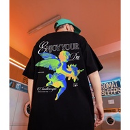 Unisex Oversized "Enjoy Your Day" Neon Angel Graphic T-Shirt, Casual Streetwear Tee for Men & Women