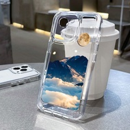 For iPhone 7 8 Plus X XS Max XR 11 12 13 14 pro max 14 Plus Sunrise Scenery Transparent TPU Fine Hole Phone Case