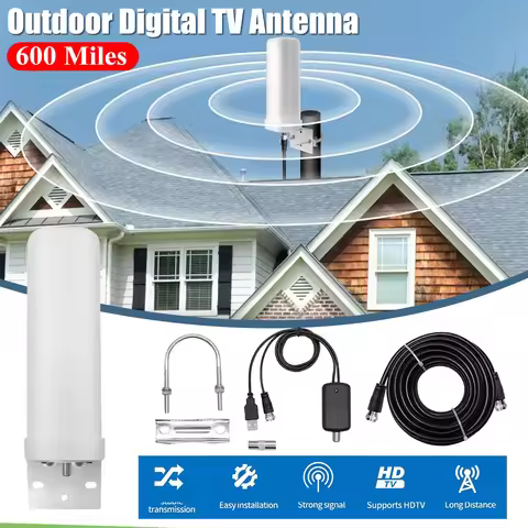 600 Miles Outdoor Digital TV Antenna Wear Resist Signal Amplified TV Antenna HD 4K Digital TV Antenn