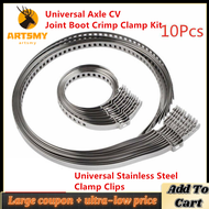 【Lowest price】ARTSMY 10X Universal Stainless Steel Clamp Clips Srt For Driveshaft CV Joints Boot Kit Car Accessories Car Clamps