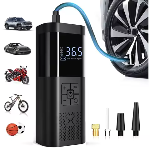 Portable Air Compressor Tire Inflator 150PSI Car Tire Pump, LED Light,Faster One-Button Smart Cordle