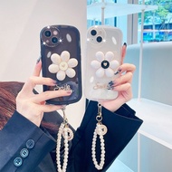 Suitable for OPPO Reno 4 4F 5 5F 6 6Z 7 7Z 8 8I 8T 9 10 Pro Plus Lite 4 5G Pearl Petal Bracket Bracelet Transparent Mobile Phone Soft Case