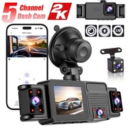 2K Dash Cam 5 Channel 360° View Car Camera with WDR Parking Mode Loop Recording Front and Rear