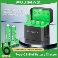 ⚡Ready Stock 8 Slots Li-ion battery charger Smart LED Indicator 1.5V AA Rechargeable Battery Charger
