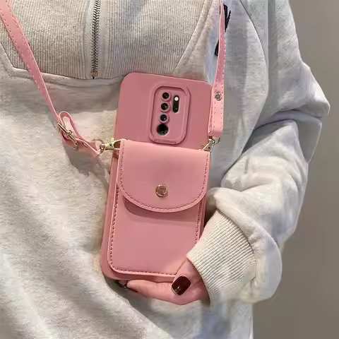 Note8pro Crossbody Wallet Card Holder Case For Xiaomi Redmi Note 8 Pro 8pro 9 9pro 9s 7 7pro Lanyard