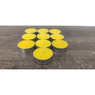 Red or yellow - 10 candles (candles) with aluminum lid - tealight burns for 4 hours, odorless, smoke
