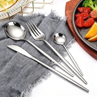 Silver Stainless Steel Flatware Cutlery Set 24Pcs Classic Dinner Knife Fork Spoon For Family Gatheri