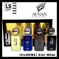 Men perfume 4in1 Minitures Set By Afnan (9pm-9am-30ml perfume) gift box set 4in1 eau de perfume