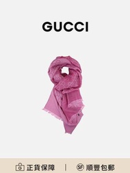 Gucci 女士真絲圍巾玫粉色織花款[平行進口]