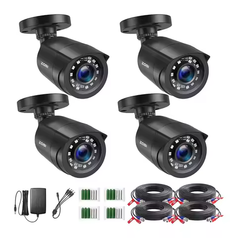 ZOSI 1080P 4 Pack HD TVI Security Cameras Outdoor Indoor Weatherproof Bullet Surveillance Camera for