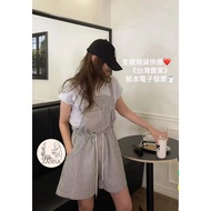 < zanna > 6316 (e) b3-1 Dongdaemun High Street Waist Drawstring Striped Denim Suspenders Women's Jum