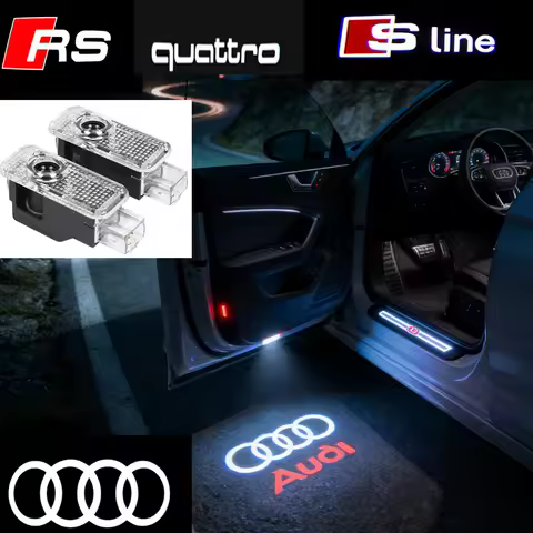 2pcs Car Door logo Welcome Light For QUTTRO Audi Sline A1 A3 A4 A5 A6 A7 Q3 Q5 Q7 TT B5 B6 B7 8P 8V 