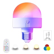 E26/E27 Wireless Rechargeable Light Bulb, RGB 15 Colors Detachable Bulb With Remote Control, Cordles