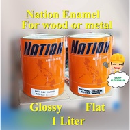 Nation Fast Dry or Flatwall Enamel 1 Liter QDE Quick Drying Dri Flat Wall White Maple Litro Size