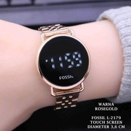 Jam Tangan Wanita Fossil Led Touchscreen Rantai Tanggal Aktif Free Box Dan Baterai Cadangan