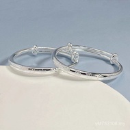 Solid Glossy Sliding Pull Children 9 Sterling Silver Bracelet s999 Children Silver Bracelet Gift Ful