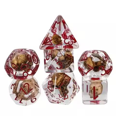 Cusdie 7 SKULL DND Dices Transparent D4 D6 D8 D10 D% D12 D20 Polyhedral Dice Set for D&D Pathfinder 