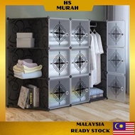 Black Wardrobe 9 Cube Cabinet Kitchen Shoes Clothes Storage Organizer Almari Rak Kabinet Baju Pakaia