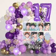 BTS Balloon Garland Arch Kit Purple Number Foil Party Decorations Birthday Wedding For Girls Party