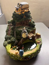 「宮崎駿系列」龍貓流水發聲擺設。拍手或拍打桌面時 會有蟲鳴鳥叫及流水聲同時會有水流出。功能正常沒有盒。