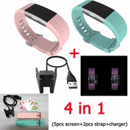 4in1 ， 2pcs silicone wrist bands fitbit charge 2 strap +5pcs Thin HD Film fitbit charge 2 screen