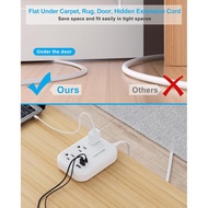 Flat Extension Cord 15 FT Behind Furniture-Ultra Slim Cord Under Carpet, Rug, Door, Long Extension C